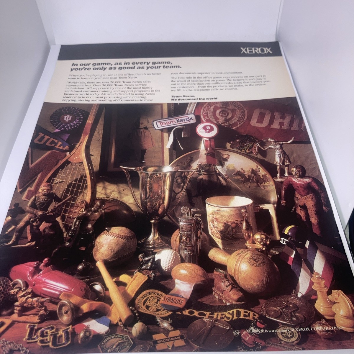 Xerox Copy Machine Vintage Print Ad 1989 8”X11” “TeamXerox