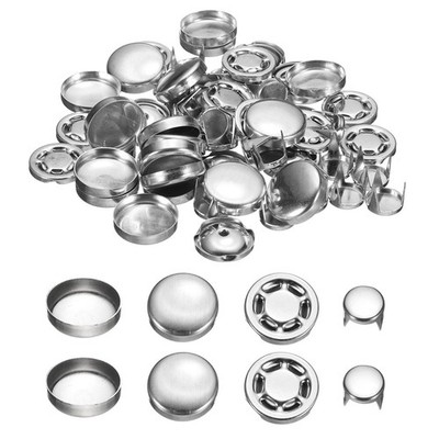 20Pcs 20mm/0.79 Inch Metal Button Caps Replacement for Baseball Caps, Silver