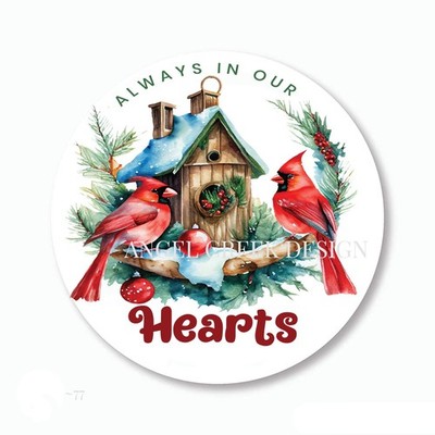 30  ALWAYS IN OUR HEARTS CARDINALS STICKERS ENVELOPE SEALS FAVORS 1.5'' LABELS