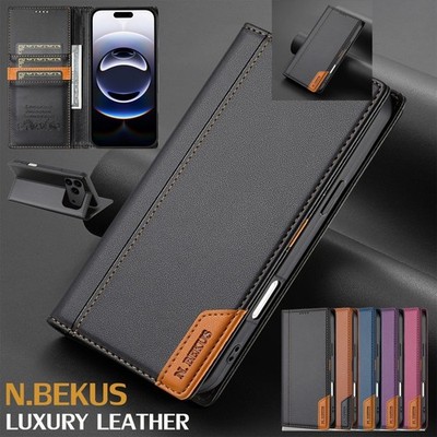 For iPhone 17 16e 16 15 14 13 12 11 Pro Max Case Leather Card Wallet Flip Cover