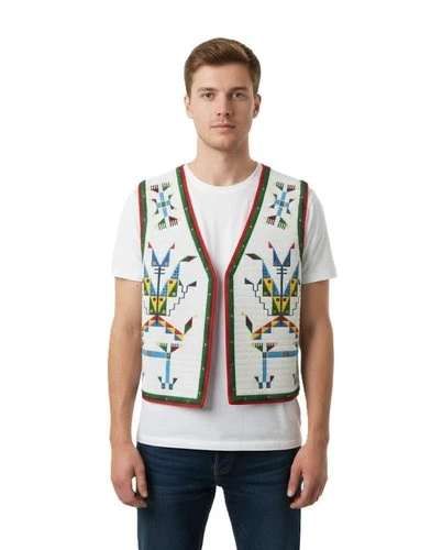 Native American Powwow Regalia Vest Beaded Detail Traditional Tribal Boho PRV190
