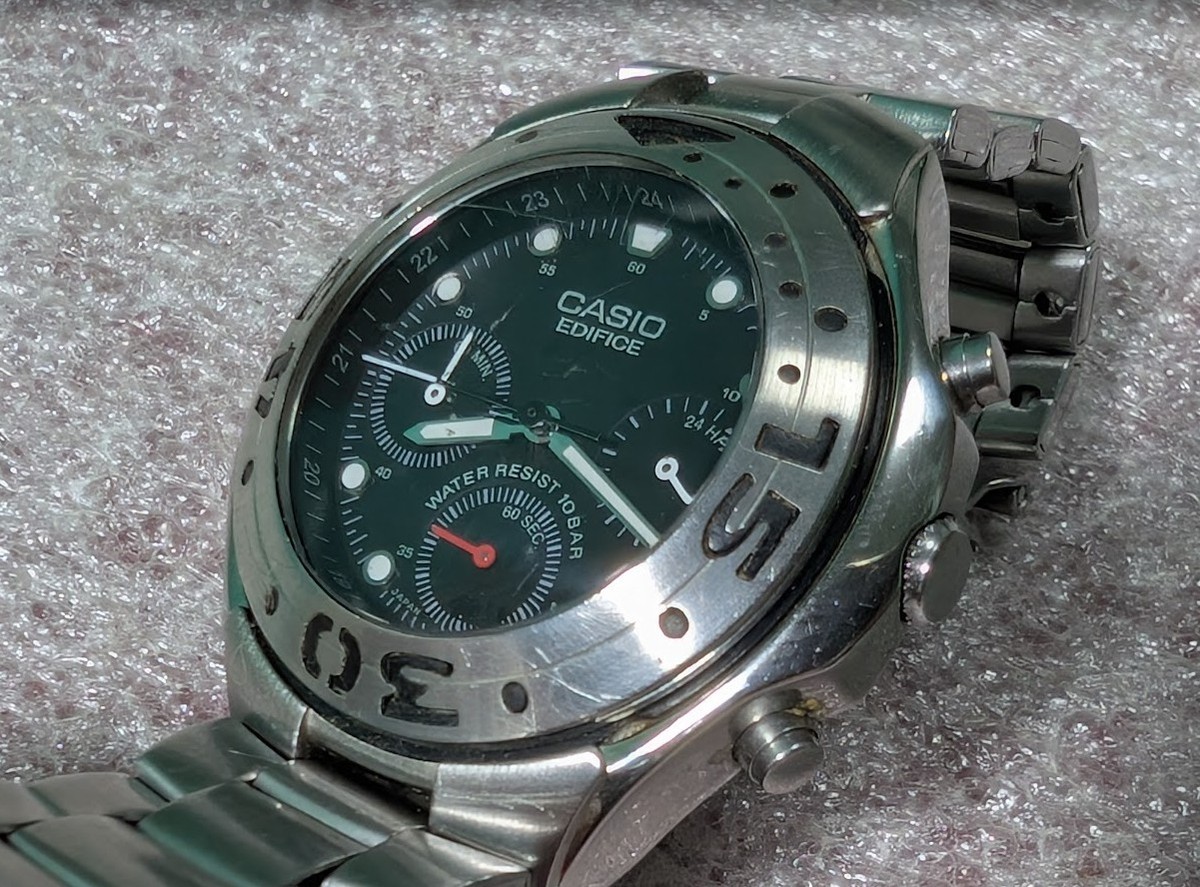 RARE Casio Edifice EF-301 Diver CHRONOGRAPH Men's Watch. Dial 40mm