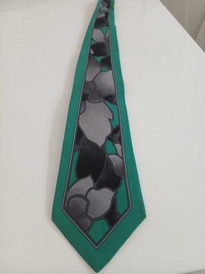 Vitaliano Pancaldi Vintage Silk Tie 100% Silk Tie Green Astral Grey