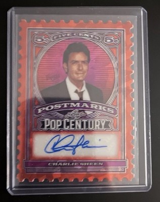 2026 Leaf Pop Century Postmarks Charlie Sheen Autograph # d 3/4!