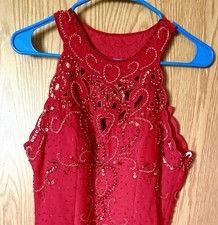 Fiesta Fashion Formal Dress Women’s Size Medium Red Cutwork & Beaded Prom Party