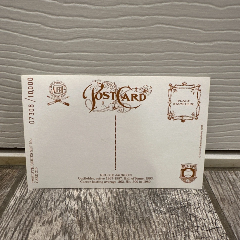 1994 Perez Steele Hall of Fame Art Postcard Twelfth Series Reggie Jackson  - Image 4 of 4