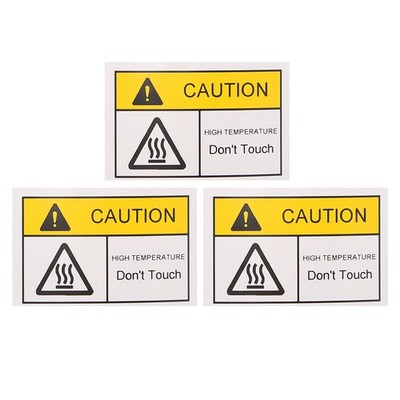 3 Pcs High Temperature Warning Stickers Adhesive Not Touch Sign Caution Labels