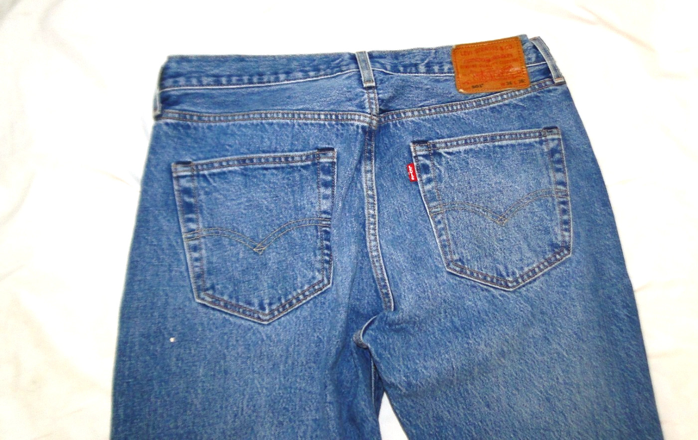 Levi’s 501 Patchwork Distress Button Fly Blue Jea… - image 8