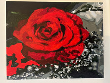 Abstract Red Rose Floral Painting on Canvas, Unframed Single Piece