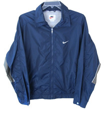 Vintage 90s Nike Full Zip Vented Nylon Windbreaker Jacket Men's Large Blue