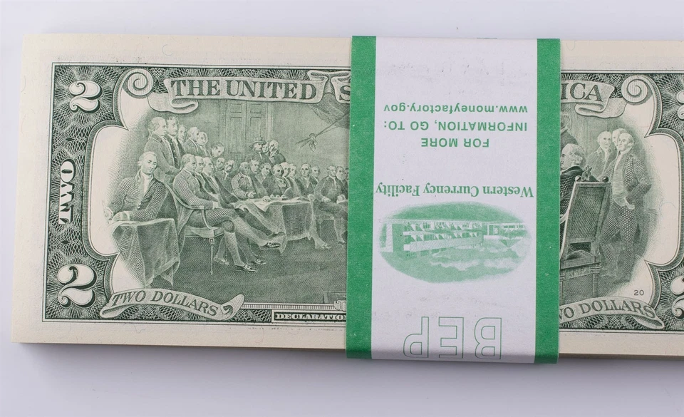 2009 BEP Strap $2 UNC Consecutive Federal Reserve Notes Lot of 100  - Image 4 of 4