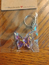 Butterfly Apoxy Resin Keychain, Homemade And Hand Assembled.
