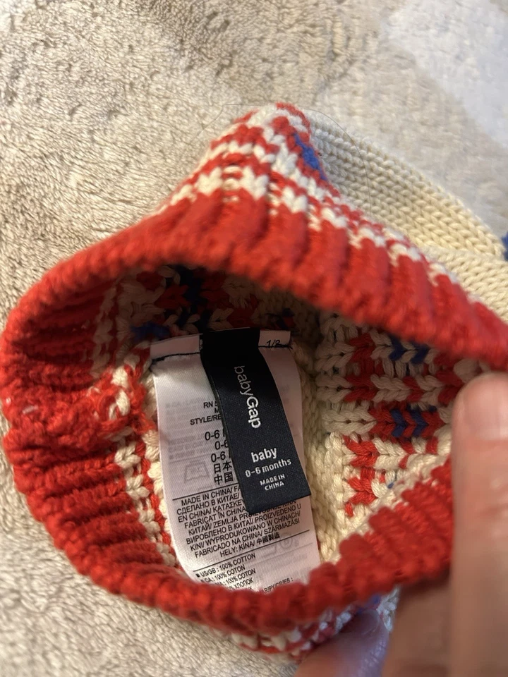 BABY GAP 6-12 MONTHS #1 Birthday KNIT BEANIE HAT 100% COTTON - Image 3 of 4