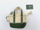 LL BEAN Mini Boat & Tote Bag Keychain Keyring Green Cream Canvas Zip Coin Purse
