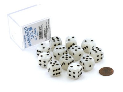 KOPLOW GAMES Koplow  12D6 Deluxe Standard Marbleized Dice White  12D6 Dice Set