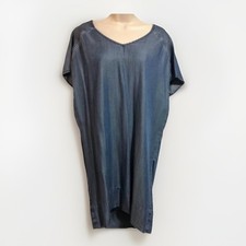 BNWT LYOCELL CHAMBRAY JEAN TUNIC DRESS Oversized Baggy Cap SIv S UK 10