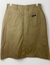 Vintage 80s 90s Wrangler Skirt 6/28 Khaki Denim Western Midi USA Made Misses 14