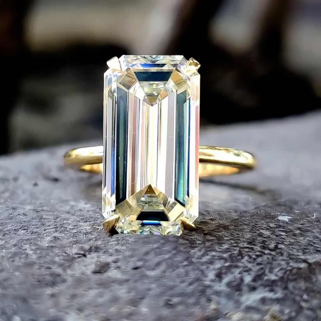 4.80 Ct Certified Emerald Cut White Diamond Solitaire Ring 925 Sterling Silver