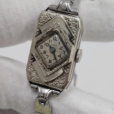 Antique 1931 Elgin 488 7 Jewels USA 14KT Gold Filled Art Deco Fancy Case Watch