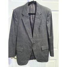 Christian Dior Monsieur Grey Windowpane Pure Virgin Wool Blazer Sport Coat Mens