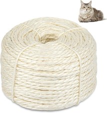 164 Feet Sisal Rope for Cat Scratching Post, Natural Cat Tree Rope, 4 mm White 