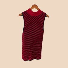 Vintage Crossing Pointe Sleeveless Knit Mini Dress Red & Black Check Small