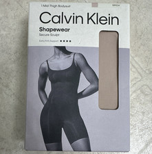 Calvin Klein Shapewear Secure Sculpt Extra Firm Mid Thigh Bodysuit Nude Size S