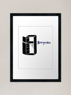 Leerer Kühlschrank gerahmter Kunstdruck gerahmtes Wandbild Poster Leinwanddruck Bild