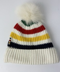 Hudson’s Bay Company Real Fur Pom Striped Beanie Hudson main image 2