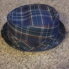 Plaid Fedora Hat Blue Multicolor Unisex Adults Size M/L Tartan Pattern — photo 2