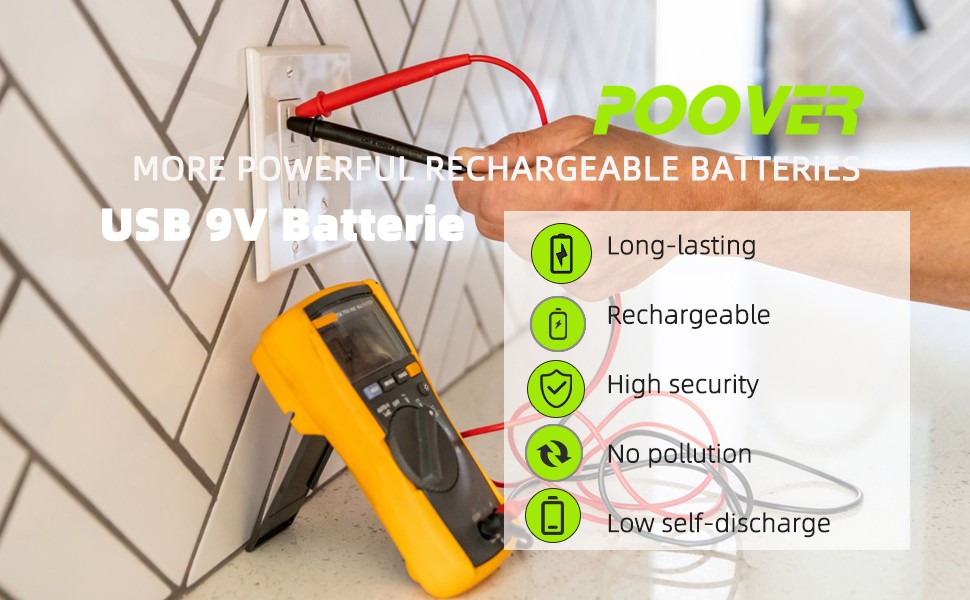 4x 9V 6F22 USB Lithium ion Battery 1200mAh 9 Volt Li-ion Rechargeable Batteries