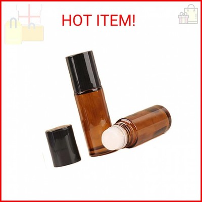 Cchenxxi 2 Pcs 50ml Amber Glass Roll On Bottles - Empty Refillable Rollerball Co