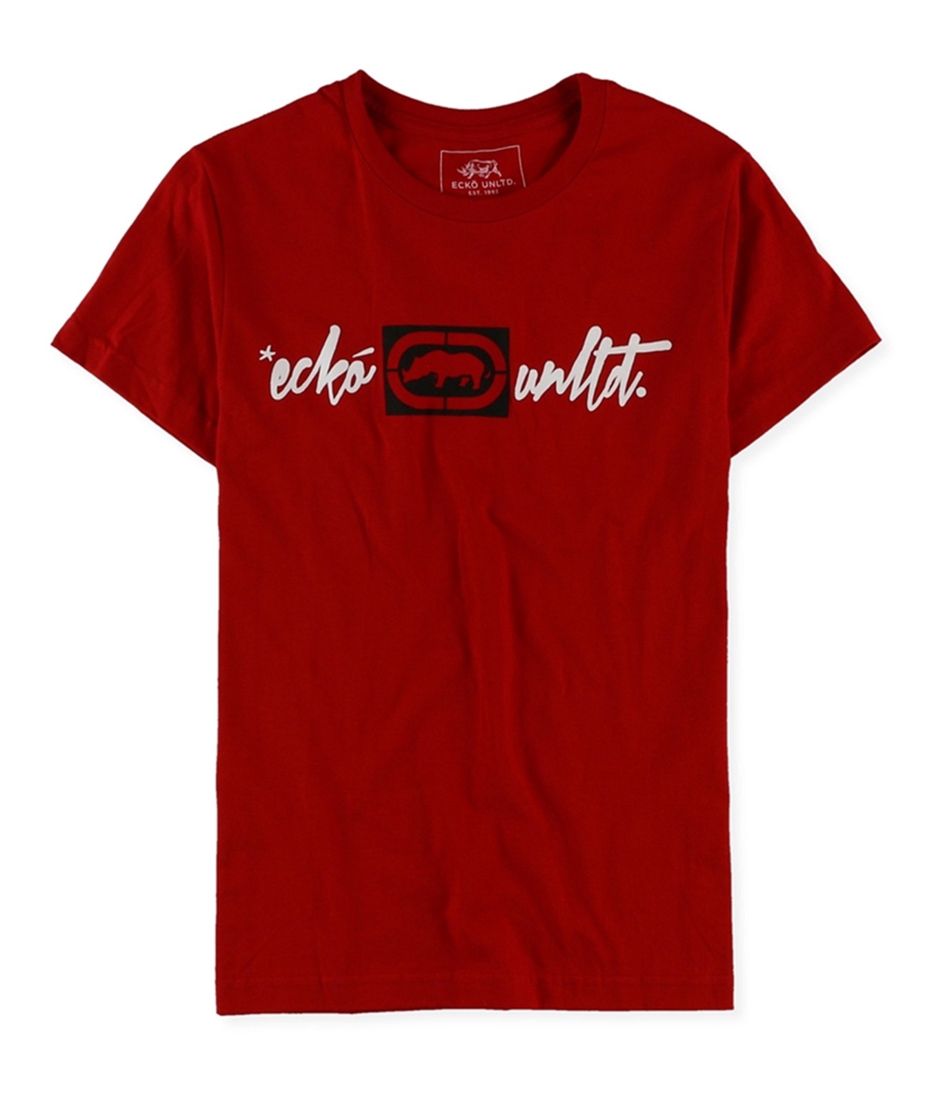 Ecko без упаковки. Мужская приталенная футболка с графическим принтом Script, красная, S 897190080954
