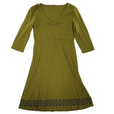 Horny Toad Dress A-Line 3/4 Sleeve Green Breathable Cotton Tencel Women S