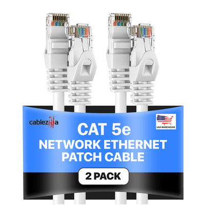 2-Pack - White CAT5e Ethernet Patch Cord RJ45 UTP LAN Cable 1.5FT - 200FT LOT