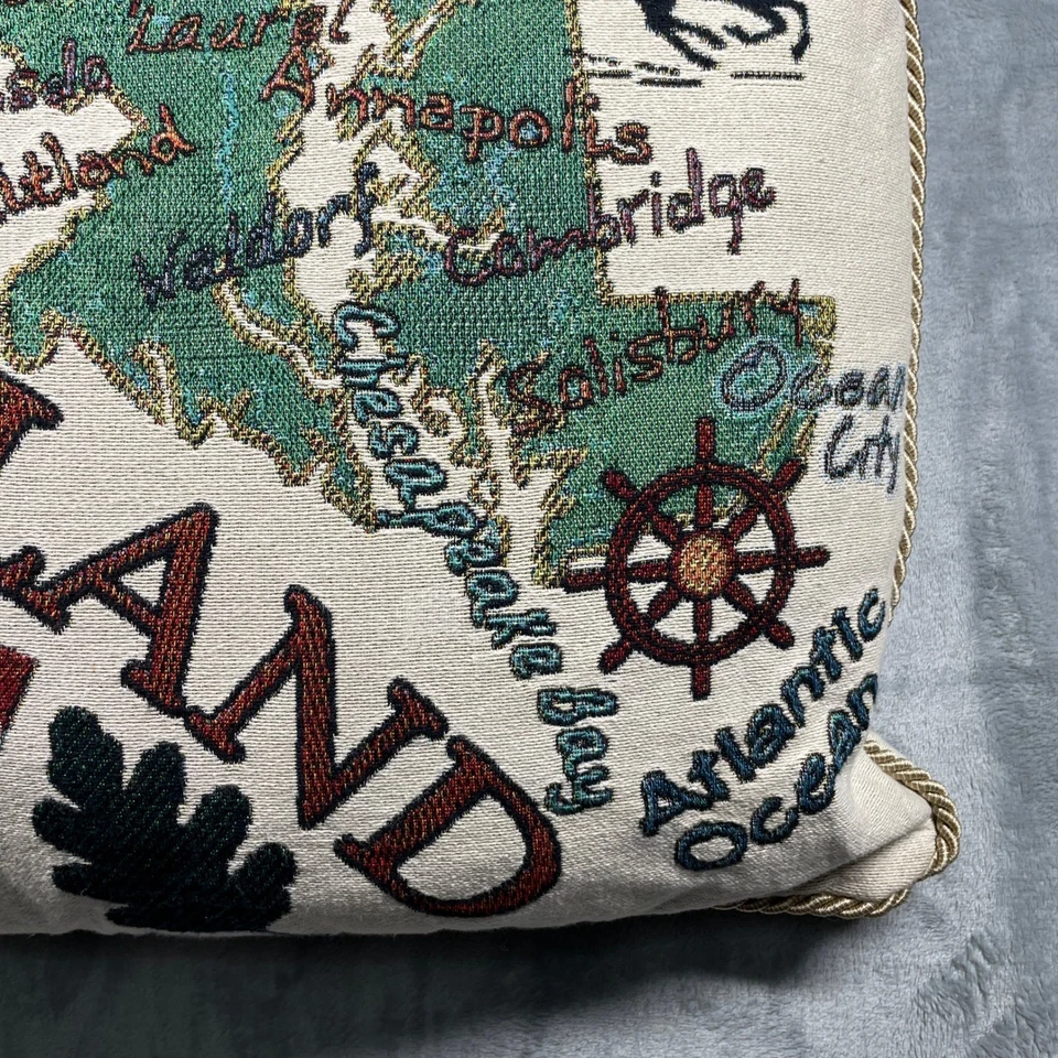 Almohada del estado de Maryland tapiz bordado lanzamiento cangrejo náutico velero Foto 4 de 4