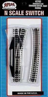 Atlas Code 80 Standard Switch Manual RH - N Scale Nickel Silver Model Train