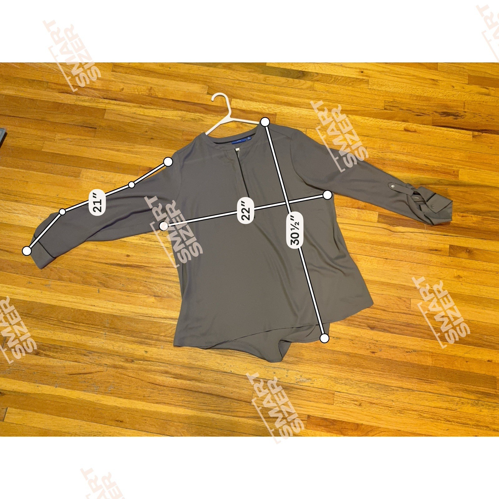 APT.9 Gray Solid Long Sleeve Round Neck Zipper Bl… - image 5