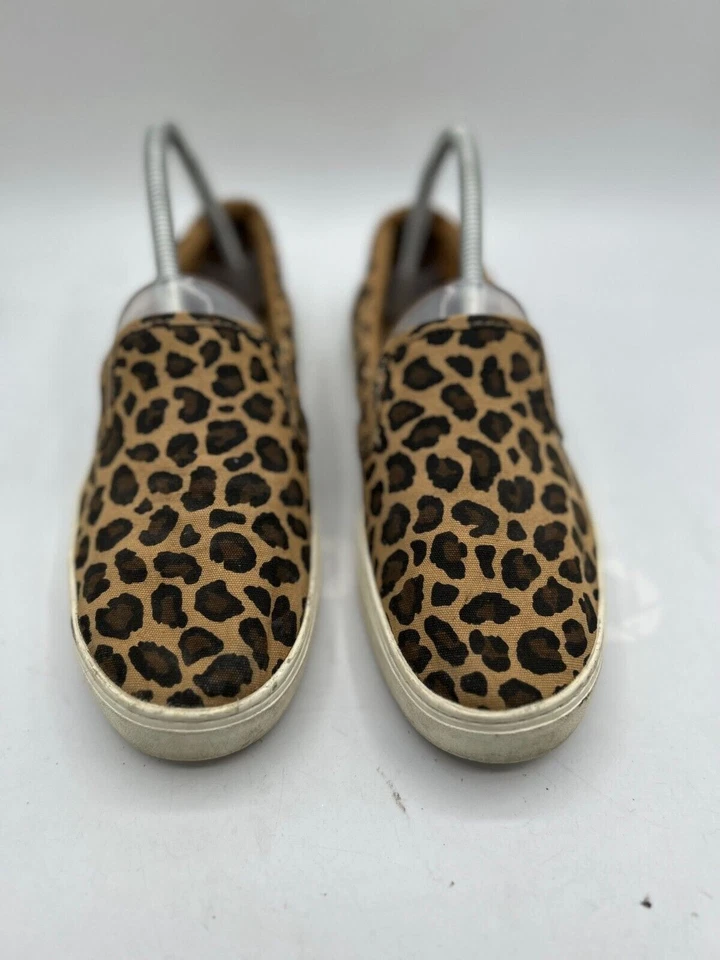 Zapato cómodo para mujer talla 7 marrón lona estampado de leopardo caña baja punta redonda Foto 2 de 4