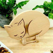 Tagliere per gatti servizio pane - regalo in faggio per amanti dei gatti di Life UK