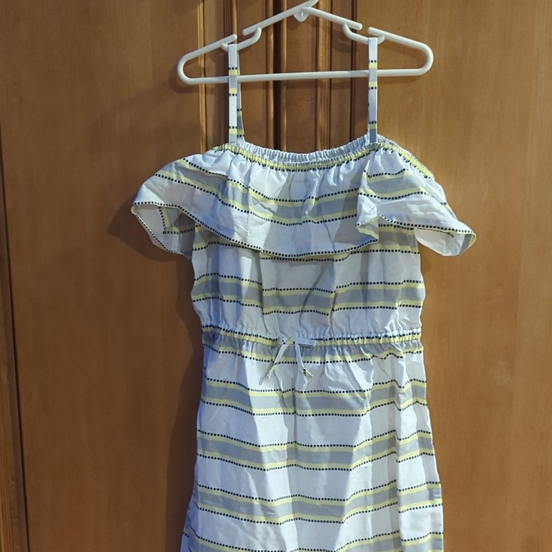 Janie and Jack Girls Size 10 Striped Off Shoulder Ruffle Dress Elastic Waist
