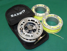 Greys GTX No 3 fly reel with line and 2 spare spools + lines + case