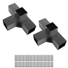 2 Pack Pergola Brackets - Powder Coated 4-Way Right Angle Corner for Woodworks