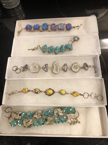 lot of vintage costume jewelry chain bracelets