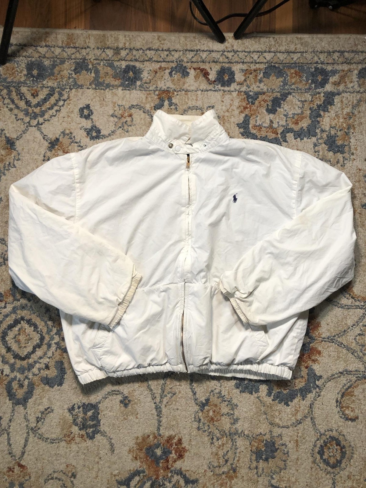 Vintage Polo Ralph Lauren Jacket Womens Large White Canvas Windbreaker Lined USA