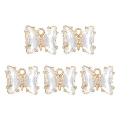 5 pcs golden butterfly, brass charm, white, 12x10mm for jewelry