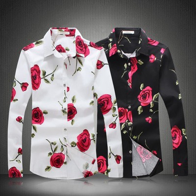 rose print button down