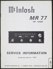 Original McIntosh MR77 FM Tuner Service Information / Manual / Anleitung