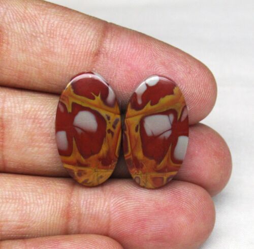 Noreena Jasper Cabochon Oval Pair 23 ct Natural Loose Gemstone E 9914 - Picture 1 of 5