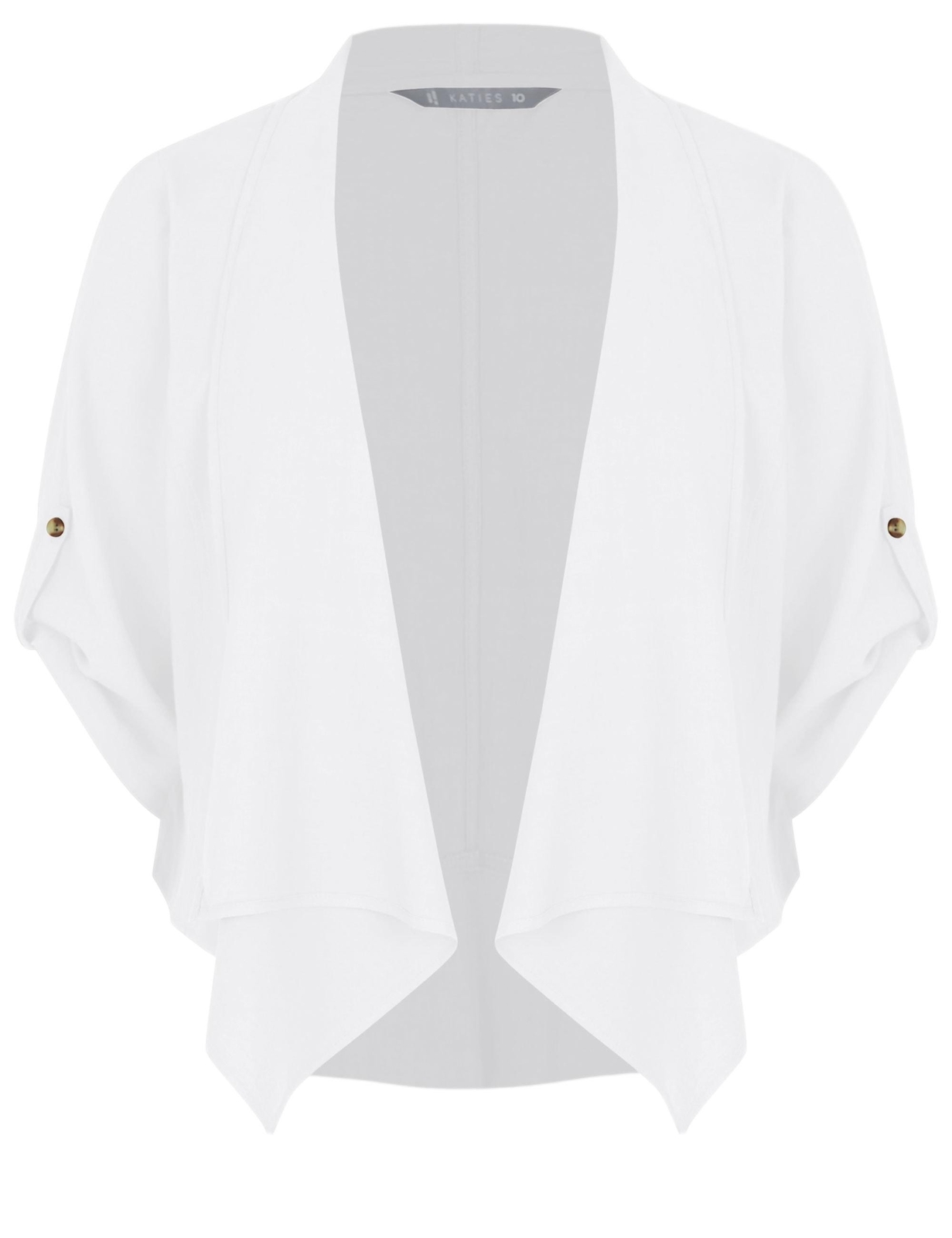 KATIES Womens Jackets White Waterfall Jacket Linen Womens